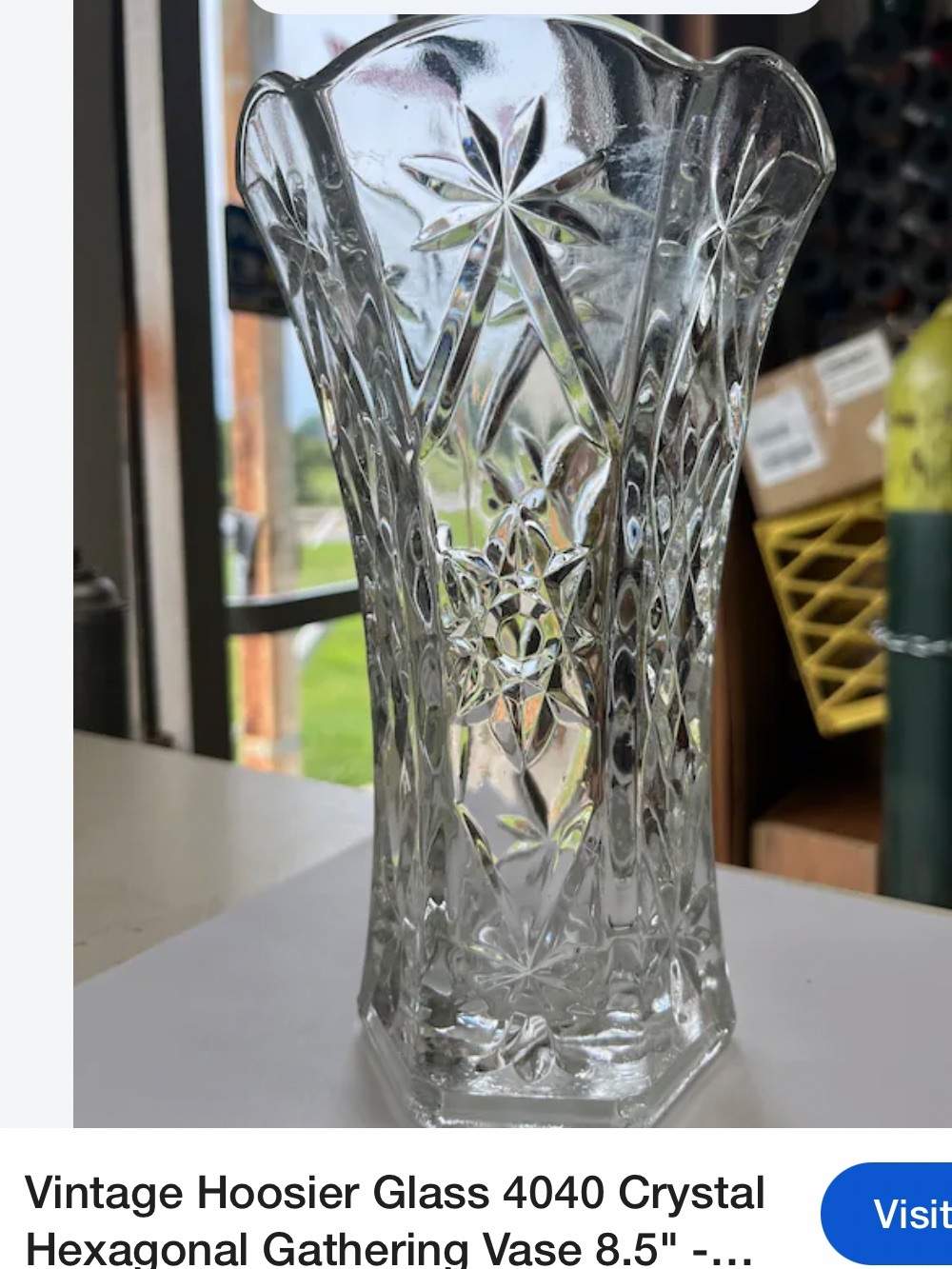 Beautiful Cut Design Vase 8” H